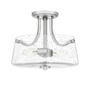 Quoizel Lampada da soffitto moderna in acciaio con diffusore in vetro con 2 lampadine Hollister