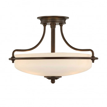 Quoizel Lampada da soffitto moderna media in acciaio con diffusore in vetro 3 lampadine Griffin