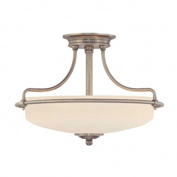 Quoizel Lampada da soffitto moderna media in acciaio con diffusore in vetro 3 lampadine Griffin