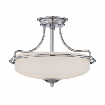 Quoizel Lampada da soffitto moderna media in acciaio con diffusore in vetro 3 lampadine Griffin