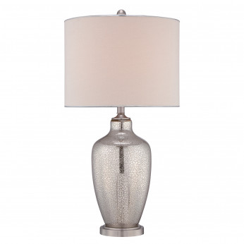 Quoizel Lampada da tavolo in vetro con paralume in tessuto a 1 luce dal design moderno Nicolls