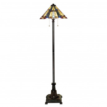 Quoizel Lampada da terra classica in metallo con paralume in vetro tiffany a 2 luci Inglenook