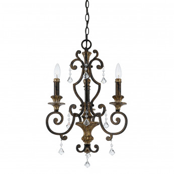 Quoizel Lampadario dalle linee classiche in acciaio con dettagli in cristallo a 3 luci Marquette