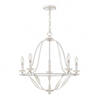Quoizel Lampadario grande dal design rustico in acciaio con diffusore a 5 luci Bradbury