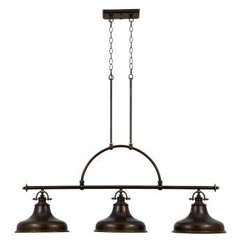 Quoizel Lampadario lineare dal design industrial con diffusori in metallo a 3 luce Emery