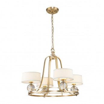 Quoizel Lampadario moderno in metallo con diffusori in lino a 4 luci LED G9 Uptown Carnegie