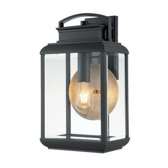 Quoizel Lanterna da parete grande rustica in metallo con diffusore in vetro a 1 luce Byron