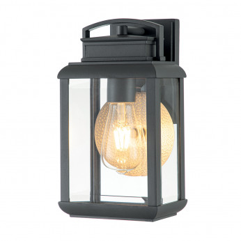 Quoizel Lanterna da parete piccola rustica in metallo con diffusore in vetro a 1 luce Byron