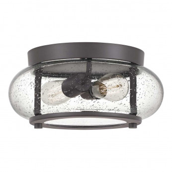 Quoizel Plafoniera media in acciaio con diffusore in vetro dal design moderno a 2 luci Trilogy