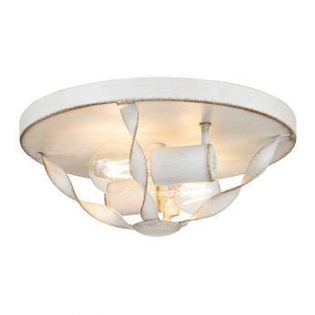 Quoizel Plafoniera rotonda dal design rustico in acciaio con diffusore a 2 luci Bradbury