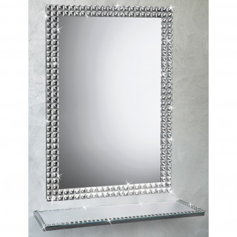 Ranoldi Specchio da parete con cornice in cristallo taglio diamante dal design moderno