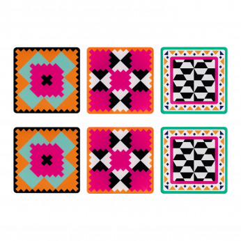 Vesta Set 6 pezzi Sottobicchiere quadrato in PMMA dal design moderno decoro Ethnic Decor