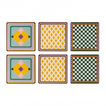 Vesta Set 6 pezzi Sottobicchiere quadrato in PMMA dal design moderno decoro Rainbow Decor