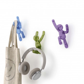 Umbra Set 3 pezzi ganci da parete in plastica trasparente dal design moderno Buddy