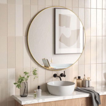 Umbra Specchio da parete rotondo con profilo in metallo dal design moderno ed elegante Hubba