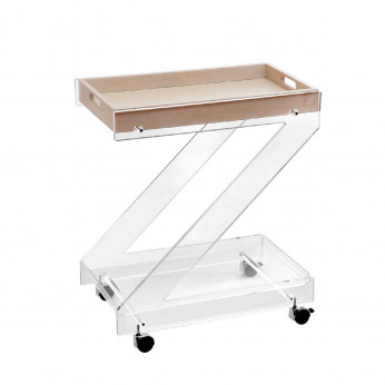 Vesta Carrello portavivande in plexiglass con ruote e vassoio separabile in legno Zeta