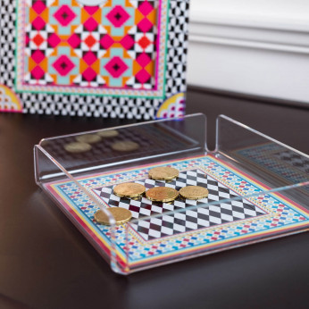 Vesta Vuotatasche in plexiglass dal design moderno con decoro Foulard Decor