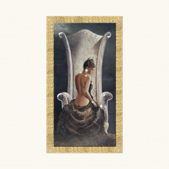 Artitalia Stampa con cornice dorata in legno decori materici glitterati 66x116