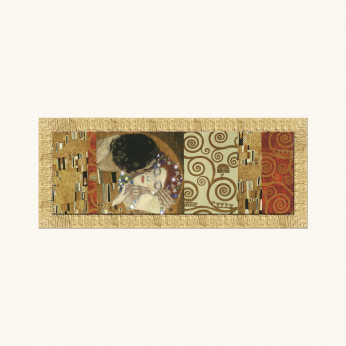 Artitalia Stampa con cornice dorata dettagli materici glitterati "il Bacio" 154x64 Klimt