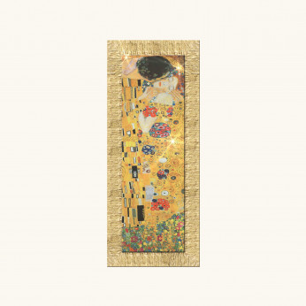 Artitalia Stampa verticale con cornice dorata decori materici "il bacio" 43x108