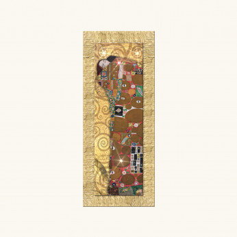 Artitalia Stampa verticale con cornice dorata decori materici "Fulfilment" 43x108 Klimt