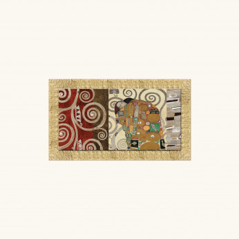 Artitalia Stampa con cornice in legno decori materici e glitter "l'abbraccio" 156x86 Klimt