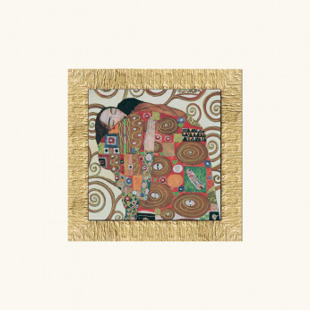 Artitalia Stampa con cornice dorata con decori materici "L'abbraccio" 61x61 Klimt