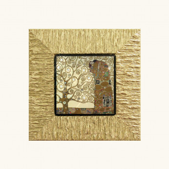 Artitalia Stampa piccola con cornice in legno dorato "l'albero della vita" 26x26 Klimt