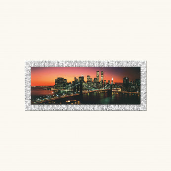Artitalia Quadro skyline con cornice argento decori materici glitterati e strass 154x64 