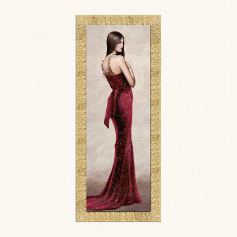 Artitalia Stampa moderna figurativa con cornice dorata decori con glitter e strass 41x86