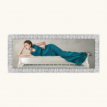 Artitalia Stampa figurativa con cornice moderna argento con glitter e strass 153x63