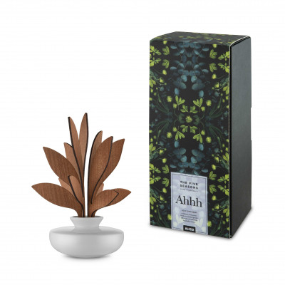  Alessi - Ahhh - Diffusore a foglie per ambiente in porcellana foglie in mogano fragranza "Ahhh" - Colore: Legno Naturale/Grigio Luce - SKU: MW642SW 