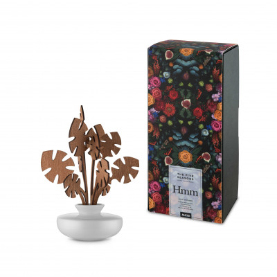  Alessi - Hmm - Diffusore a foglie per ambiente in porcellana foglie in mogano fragranza "Hmm" - Colore: Legno Naturale/Grigio Luce - SKU: MW643SW 