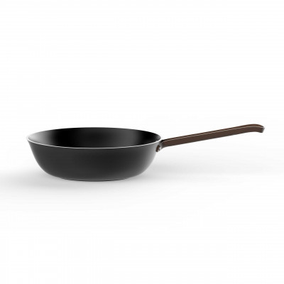  Alessi - Edo - Padella alta a manico lungo in alluminio con fondo in acciaio magnetico diam 28" - Colore: Nero - SKU: PU114/28B 