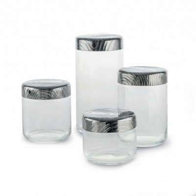  Alessi - Veneer - Barattolo ermetico in vetro con coperchio in acciaio - Colore: Trasparente - SKU: PU05 