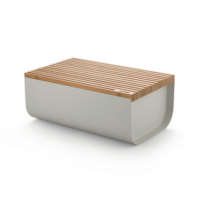 Alessi Mattina Cassetta per pane in acciaio con tagliere in legno di bambù Colore: Grigio Chiaro