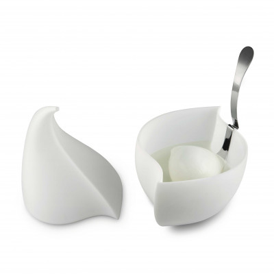  Alessi - Nunziatella - Set per mozzarella composto da contenitore e mestolo forato - Colore: Bianco - SKU: ESI23SET 