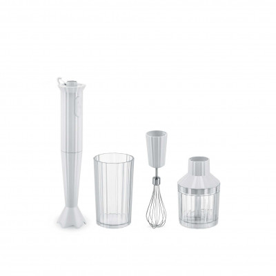 Alessi Plissè Frullatore a immersione con bicchiere graduato, frusta e tritatutto 500W Colore: Bianco