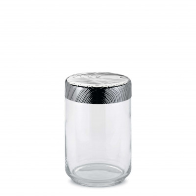 Alessi Veneer Barattolo ermetico in vetro con coperchio in acciaio L Colore: Trasparente