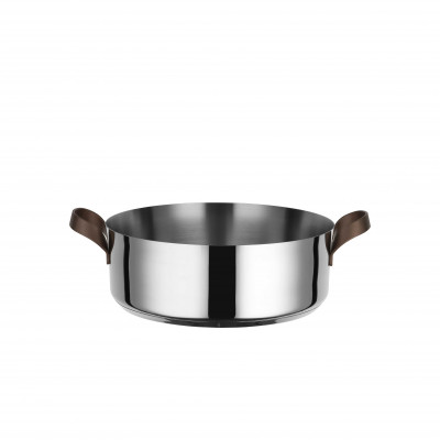  Alessi - Edo - Casseruola bassa due manici in acciaio inossidabile fondo magnetico diametro 24" - Colore: Acciaio - SKU: PU102/24 