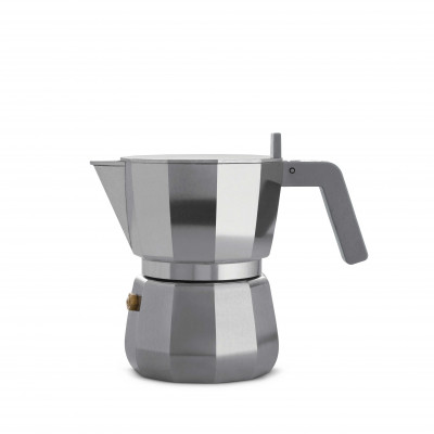 Alessi Moka Caffettiera per caffè moka in fusione di alluminio 3 Tazze Colore: Alluminio