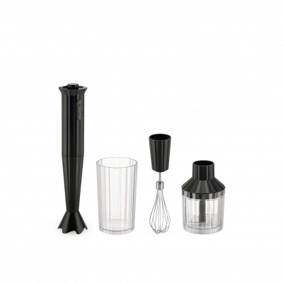 Alessi Plissè Frullatore a immersione con bicchiere graduato, frusta e tritatutto 500W Colore: Nero