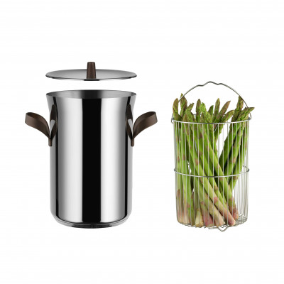  Alessi - Edo - Pentola per asparagi con cestello e coperchio in acciaio diametro 24" - Colore: Acciaio - SKU: PU309 