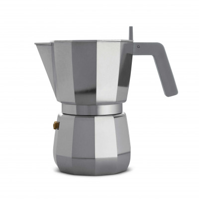 Alessi Moka Caffettiera per caffè moka in fusione di alluminio 6 Tazze Colore: Alluminio