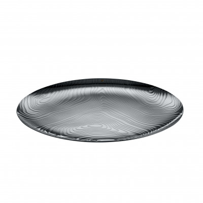 Alessi Veneer Vassoio rotondo in acciaio inossidabile con decoro a rilievo dalle linee moderne Colore: Acciaio