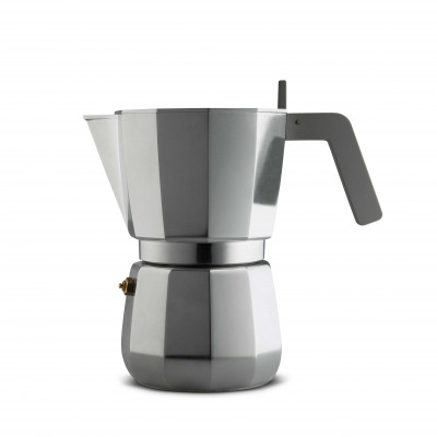 Alessi Moka Caffettiera espresso in fusione di alluminio 6/9 Tazze Colore: Alluminio