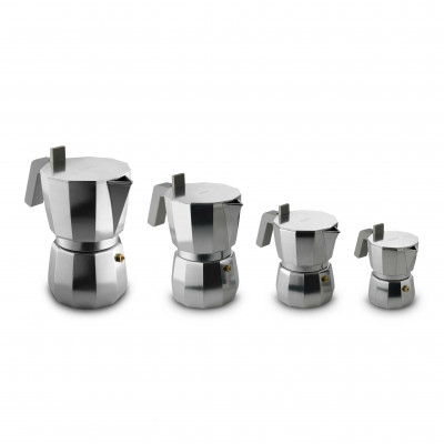  Alessi - Moka - Caffettiera per caffè moka in fusione di alluminio - Colore: Alluminio - SKU: DC06 