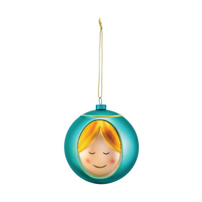  Alessi - Palla per albero di Natale in vetro soffiato "Madonna" - Colore: Azzurro - SKU: AMJ132 
