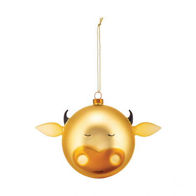  Alessi - Palla per albero di Natale in vetro soffiato "Bue" - Colore: Oro - SKU: AMJ134 