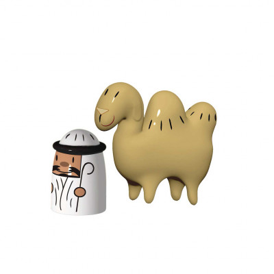 Alessi - Set di due statuine in porcellana decorate a mano "Amir & Camelus" - Colore: Marrone - SKU: AMGI23SET